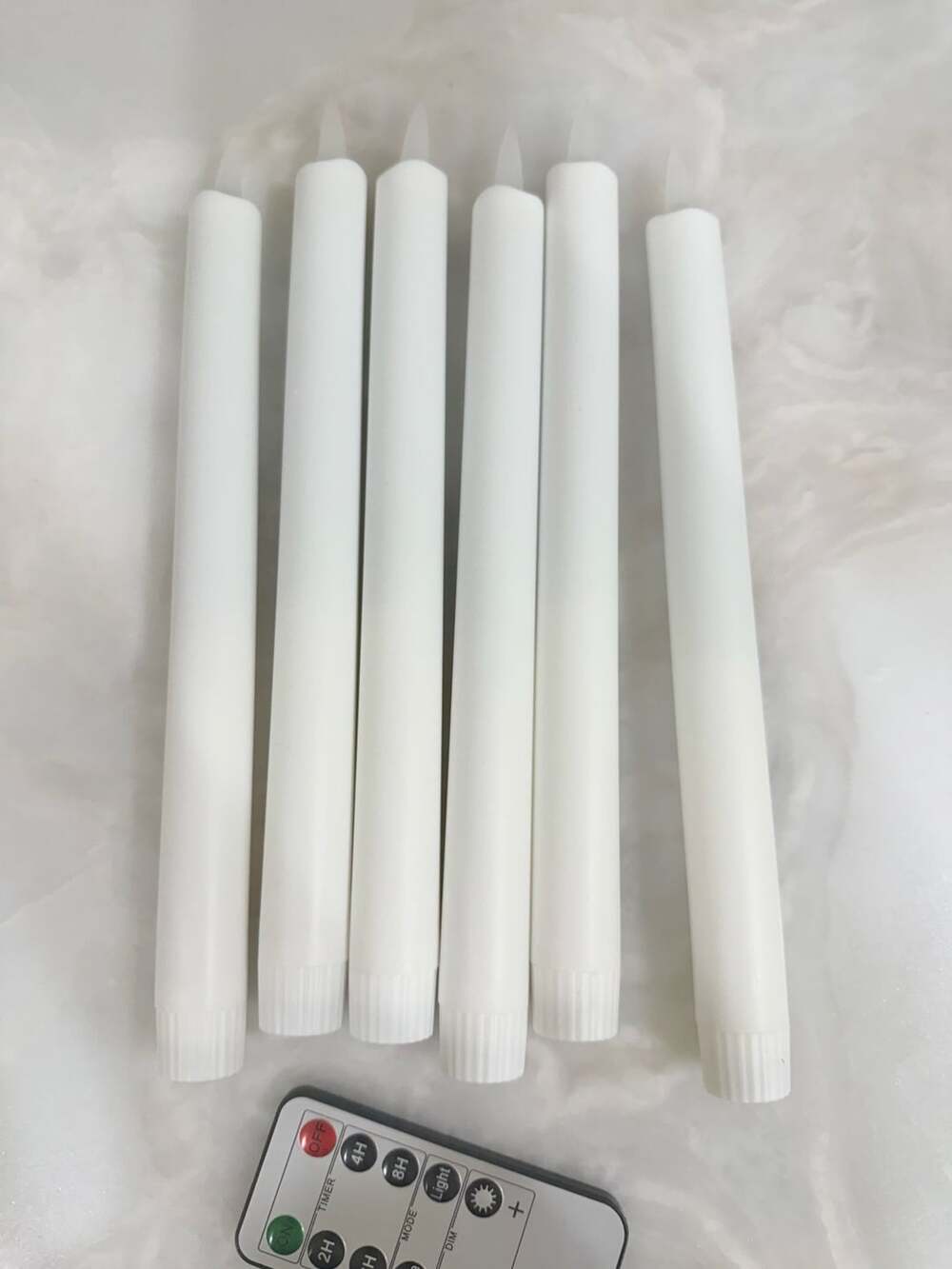 Flameless Candle Set Of 6 White Taper